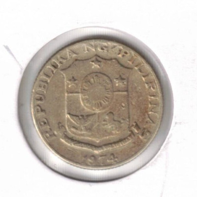 1974 Philippines 10 Sentimos Francisco Baltasar Head and Shield Coin! #4