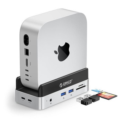 Mac mini M4 Dock and Stand ORICO MiniDock M.2 SSD 8TB 2xUSB A Hub