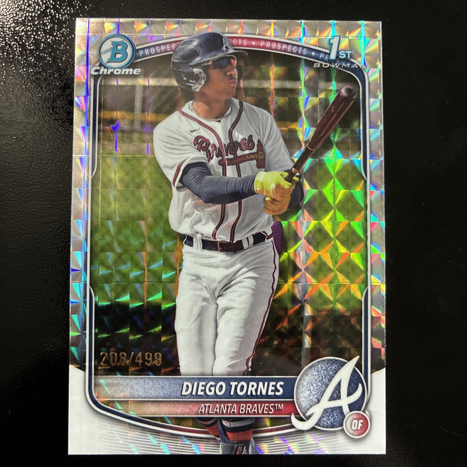 Diego Tornes 2025 Bowman Chrome 1st Geometric Refractor #208/499 Atlanta Braves