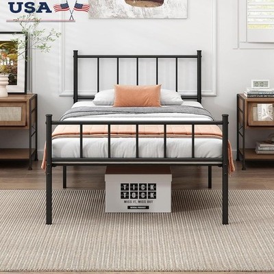 Alloy Steel Bed Frame W/ Underbed Storage Easy Assembly No Box Spring Needed New