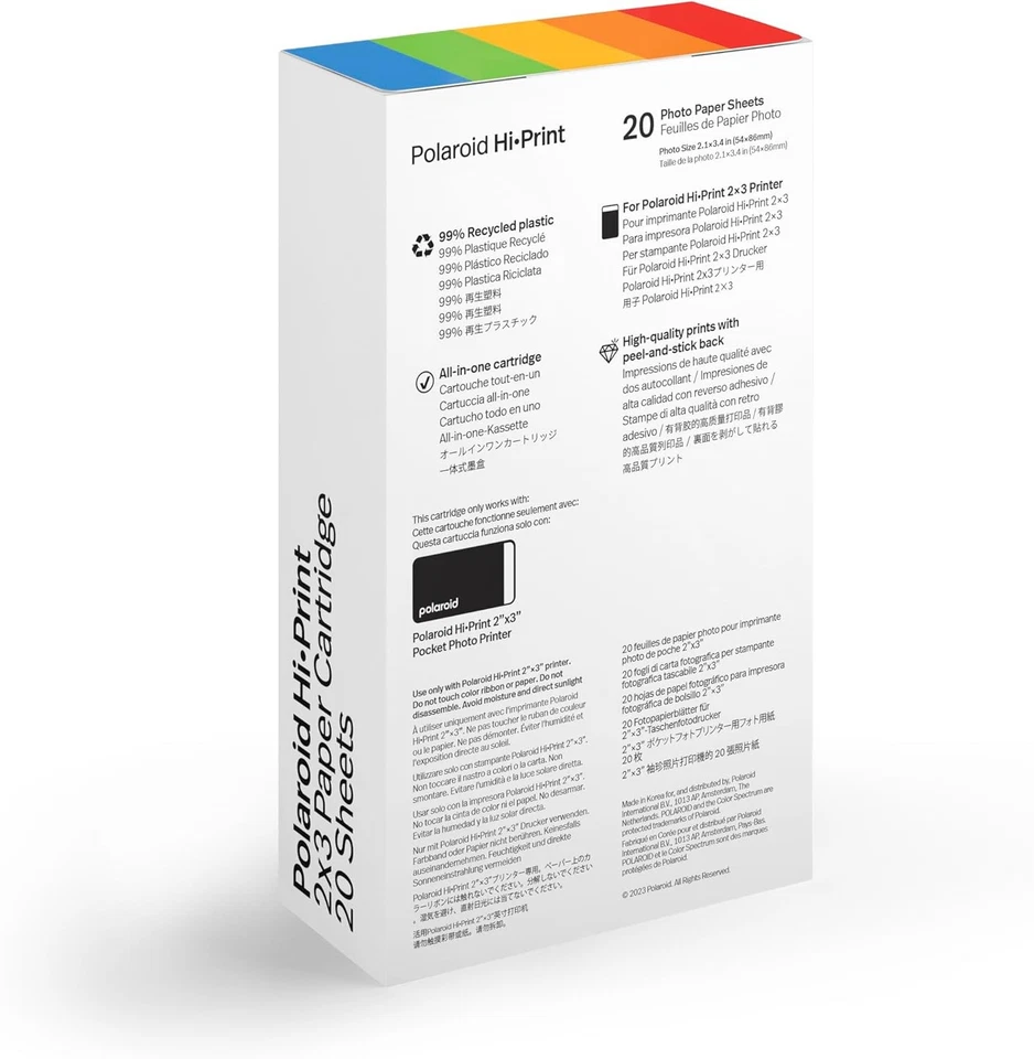 Polaroid HI-PRINT GEN 2 CARTRIDGE 20 SHEETS 2X3 cartridge. - Image 3 of 4