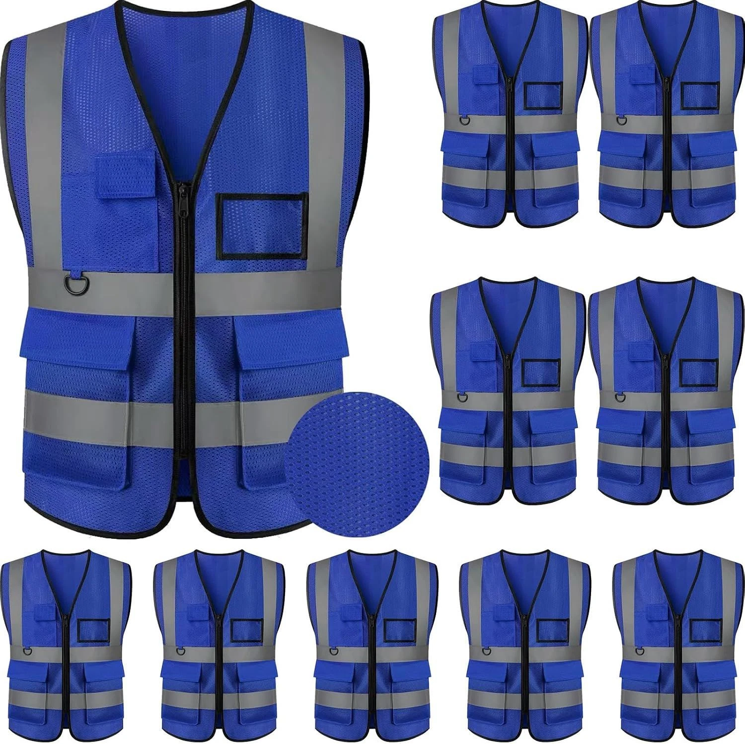 Safety Vest for Men Women, Hi Vis, Reflective, Breathable, 5 Pockets - product detail image 1