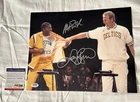 Magic Johnson & Larry Bird Authentic Signed 11x14 Retirement Photo PSA COA