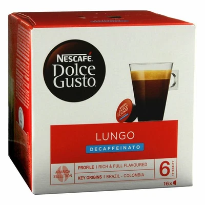 Nescafé Dolce Gusto Caffè Lungo Decaffeinato, Lot de 6, 6 x 16 Capsules - Photo 1/4