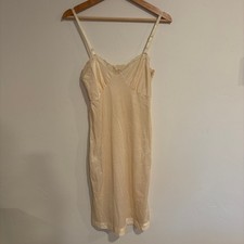Vtg Ivory Lace Slip Dress Midi Fairy Coquette Romantic Lingerie Womens S 32