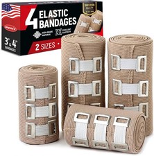 Premium Elastic Bandage Wrap - 4pk 2x3in, 2x4in 12 Extra 4 Piece Set