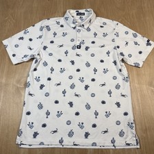 Bad Birdie Mens White Desert Designs Short Sleeve Golf Polo Shirt Size Medium