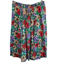 Vintage Koret Cottage 90s Skirt Womens 1X Blue Floral Midi Coquette Prairie Full