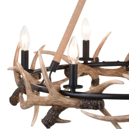 Vaxcel Lighting H0261 Breckenridge 6 Light 31"W Antler Ring - Grey - Picture 3 of 12