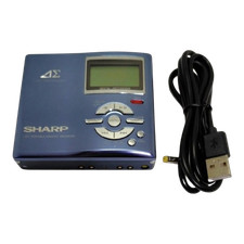 Sharp Auvi MD-DR7-A Portable MiniDisc Recorder Blue USB Power Tested From Japan
