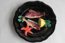 Assiette trompe l'œil Poissons Crustacés (69903)
