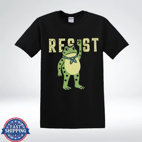 Resist Political Statement Cartoon Frog Against Police T-Shirt
