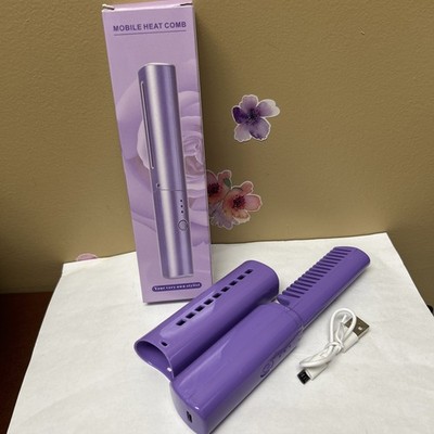 Portable USB Rechargeable Fast Heating Hot Comb Hair Straightener Mini Cordless 