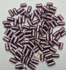 100pc Lampwork Glass Beads; Large Tube; Purple w/ Silver Foil; CLEARANCE; BULK