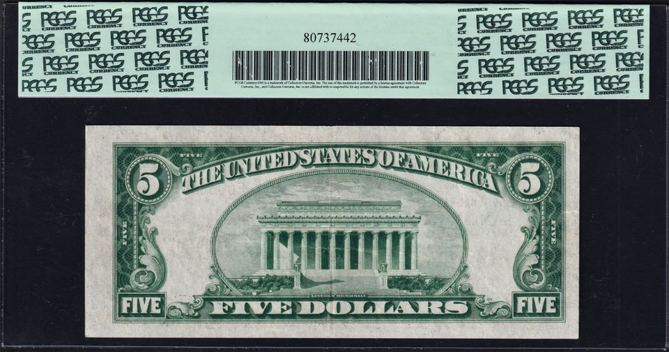 USPC FR#1800-1 1929 TYPE 1 $5 NBN SAN ANGELO, TX PMG 45 EF ((RARE & DESIRED)) - Image 3 of 4