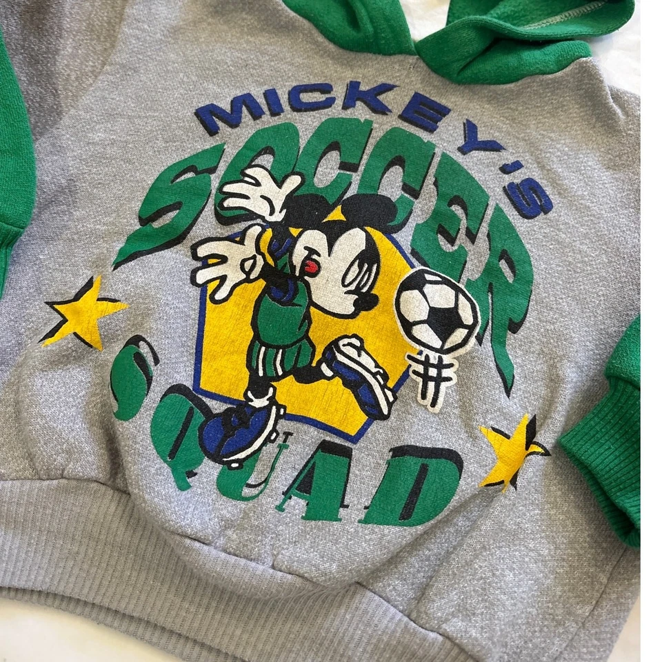 Sudadera con capucha deportiva de fútbol vintage Disney Mickey & Co años 90 Y2k Mickey Mouse niño pequeño 24M Foto 2 de 4