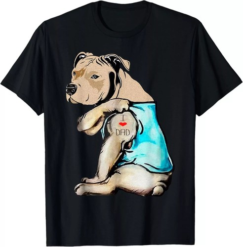 T-Shirt Pitbull Hund I Love Papa Tattoo lustig Familie Geschenk Unisex - Bild 1 von 20