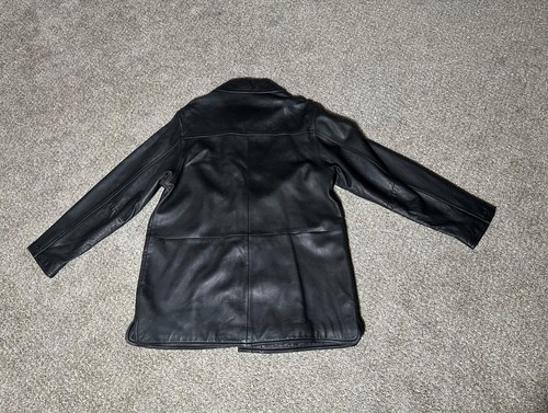 Leather Elements Black Leather Jacket Mid Length Mens Grunge Punk Moto Sz Large - Picture 6 of 12