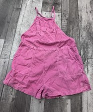 Roxy Pink Cotton Romper One-Piece Overalls Shorts Surf Boho Medium
