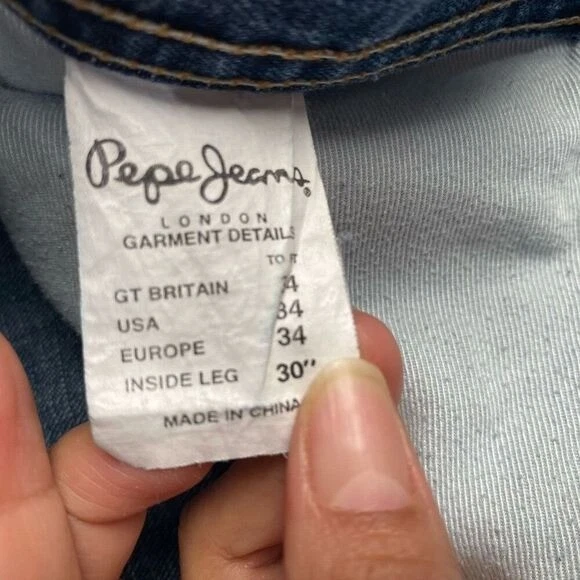 Pepe Jeans Mens size 34 blue baggy hip hop grunge style jeans wide leg VINTAGE - Image 3 of 4