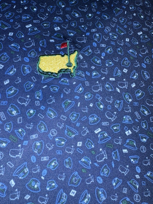 Peter Millar Masters Men's XXL Blue Geometric Short Sleeve Golf Polo Logo