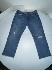Rag & Bone Rosa Mid Rise Boyfriend Jeans Distressed Womens 32 USA North Star 