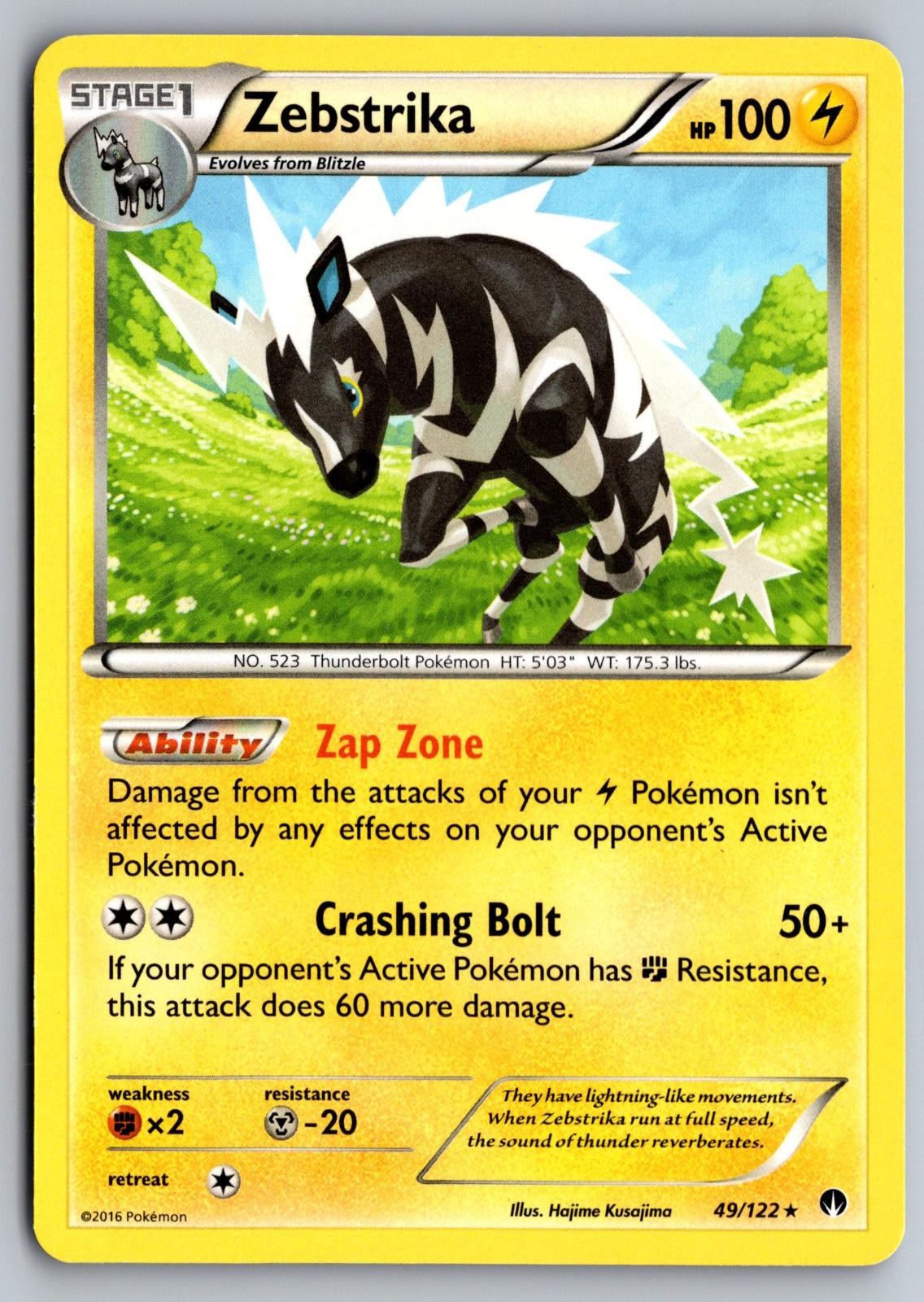 Zebstrika 49/122 Rare BREAKpoint Pokemon Moderately Played
