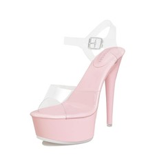 Fantoesay Women's Platform Stiletto Heel Sandals Clear Strappy Dress Shoes...