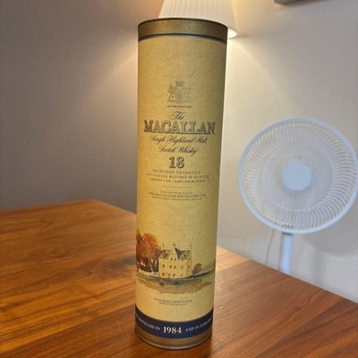 Vintage The Macallan 18 Year 1984 Empty Cylinder Box Whisky Packaging Used