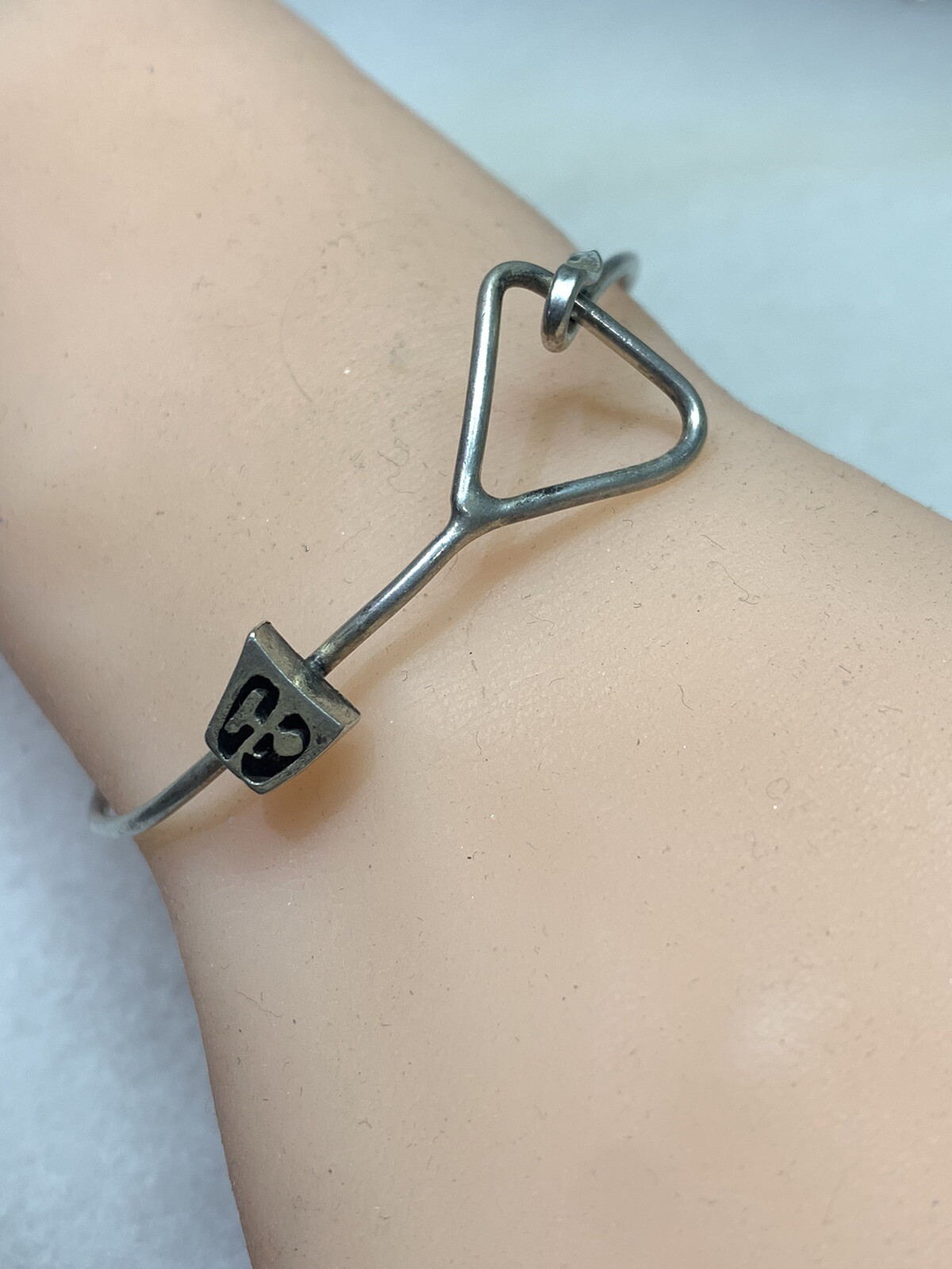 Sterling silver 925 Cuff Hook Bangle Bracelet - image 1