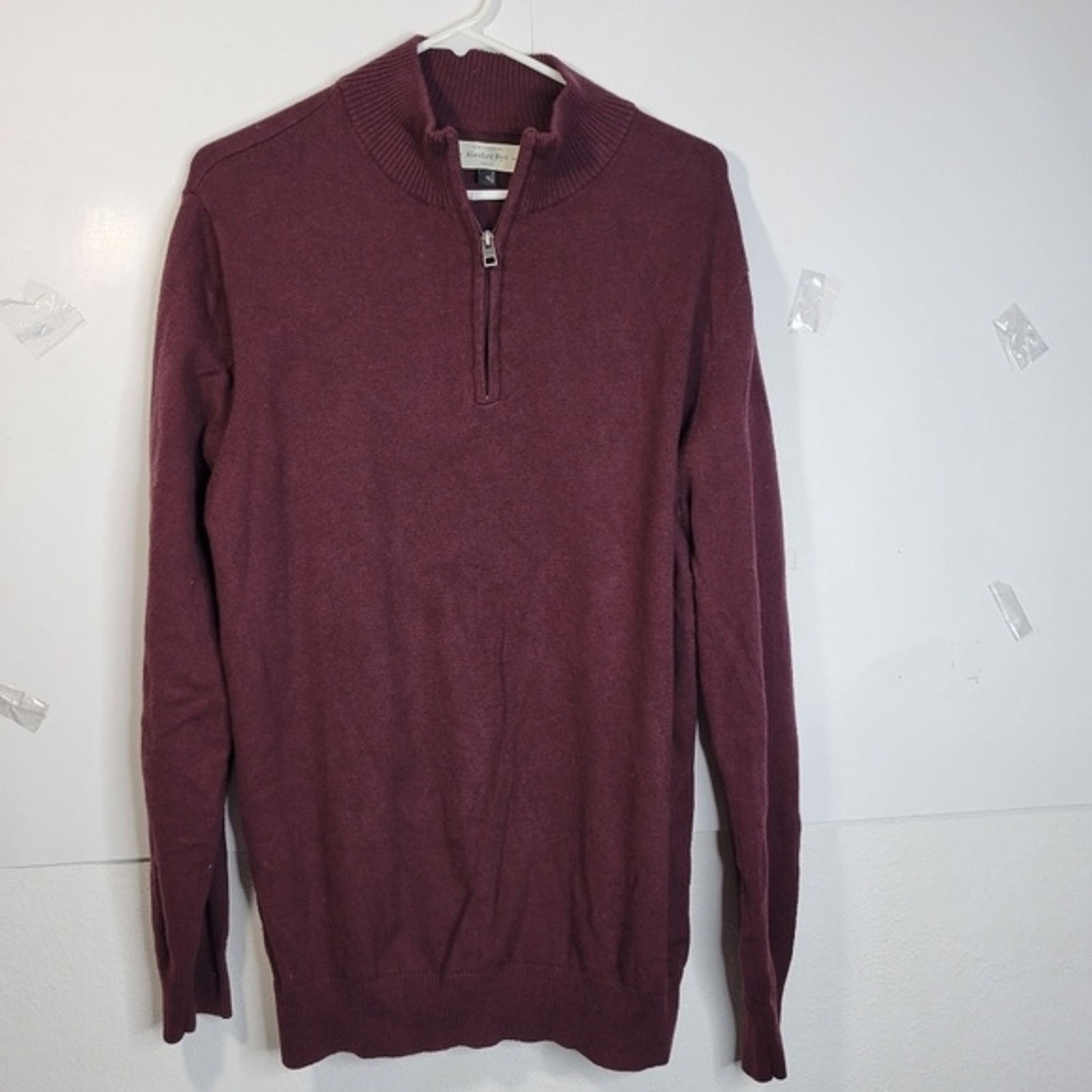 Men's Hawker Rye Cotton Cashmere 1/4 zip sweater Burg… Gem