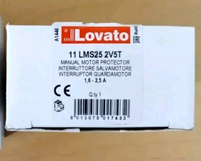 New Lovato 11 LMS 25 2V5T MANUAL MOTOR PROTECTOR 11LMS252V5T 1.6-2.5A ELECTRICAL