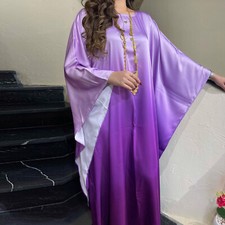 Elegant Kaftan Abaya Dubai Women Satin Long Dress Muslim Robe Evening Party Gown