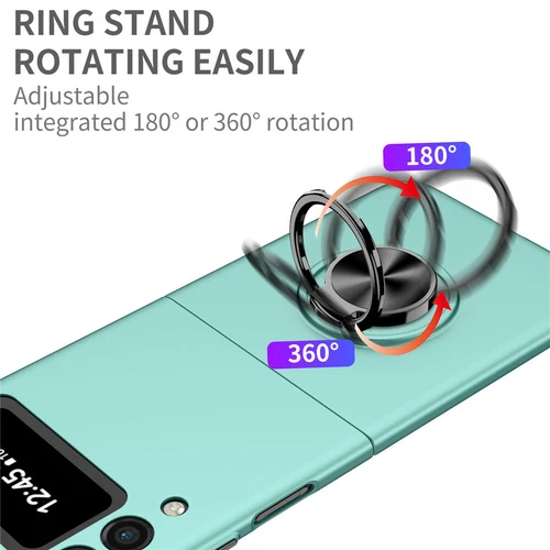 For-Samsung Galaxy Z Flip 4 3 5G Slim Matte Hard Case with Ring+Screen Protector - Picture 36 of 94