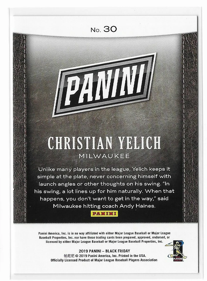 Christian Yelich 2019 Panini Black Friday Galactic Windows #30 /25 Brewers SSP - Image 2 of 2