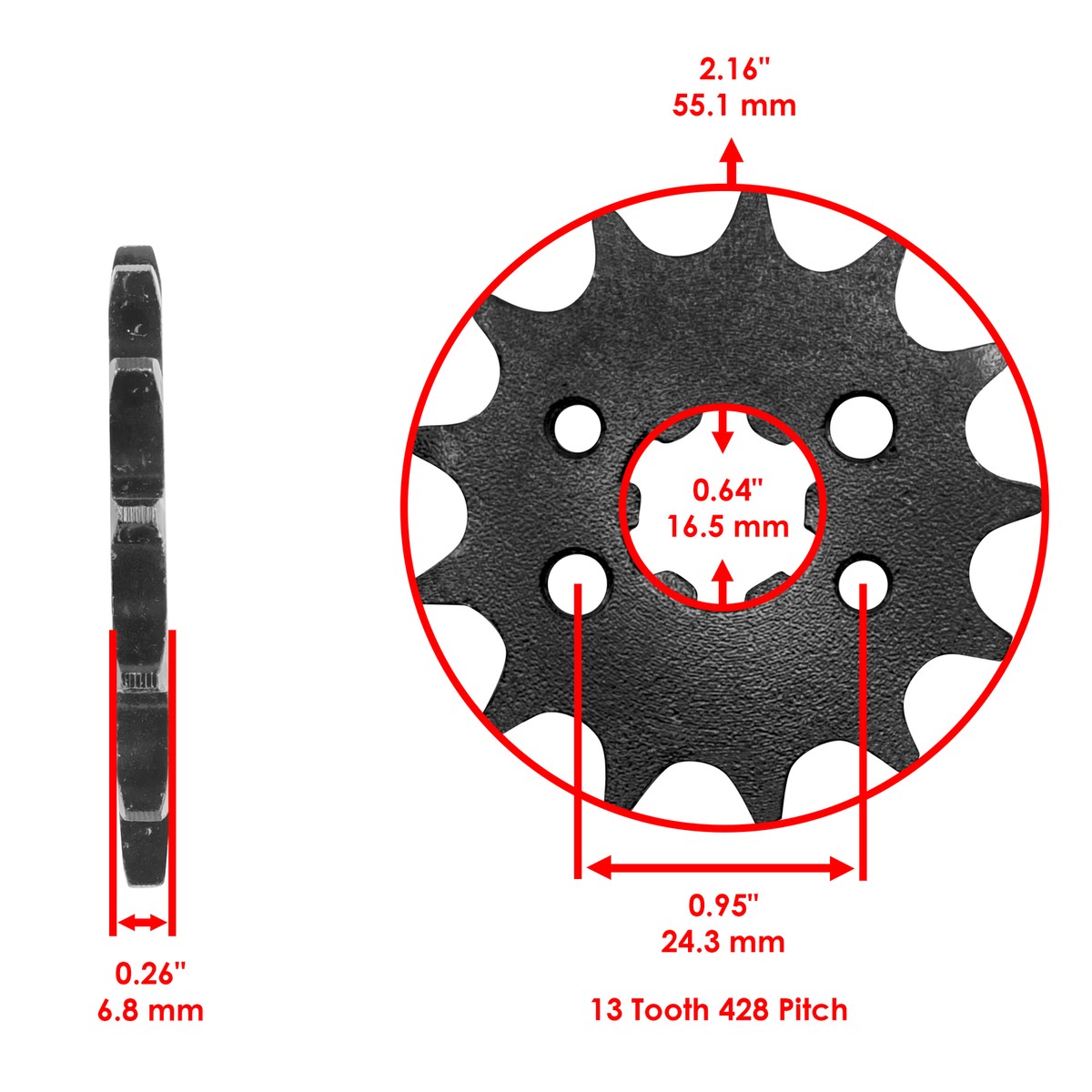 はて Front Drive Chain Sprocket for Honda 23801-K28-910 23801-HF7-000