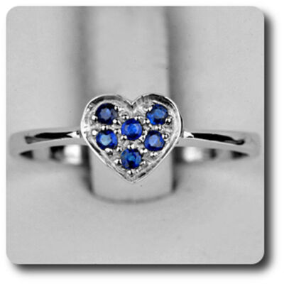 Blue Sapphire Ring 925 Silver + 14K White Gold Plated