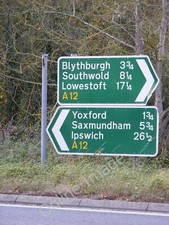 Photo 6x4 Roadsigns on the A12 High Street/TM4170 Near to Lymballs Lane c2011