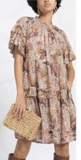 ULLA JOHNSON Delia ruffled floral-print cotton-blend mini dress Size 8
