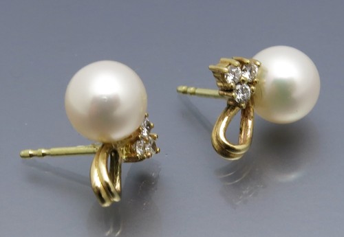 REIF-DESIGN-ELEGANTE PERLEN - BRILLANT OHRRINGE - EIGENE GOLDSCHMIEDE - 585 GOLD - Picture 2 of 5