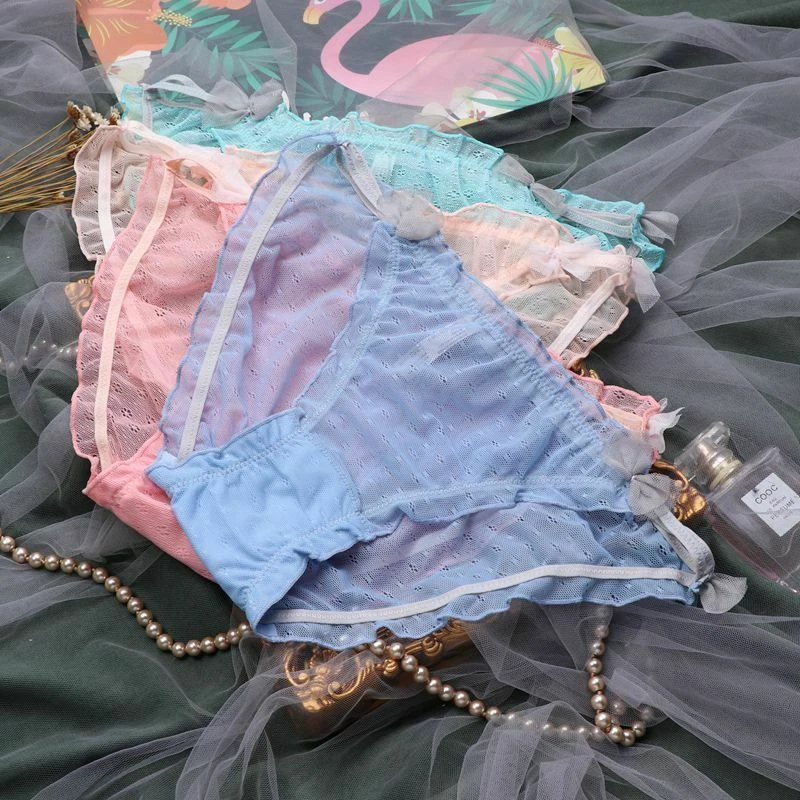 Paquete de 3 bragas transparentes de moda sexy para mujer bragas de encaje lindas ropa interior Foto 3 de 4