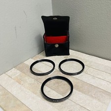 Vintage Set of Vivitar 55mm Coated Close-Up Camera Lens Filters 1 2 4 w/ Case