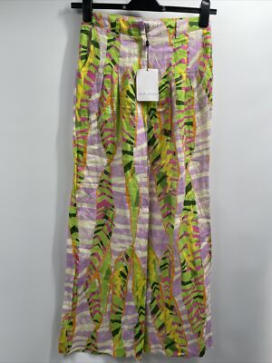 Colin Locascio Free People Women's Linen Jessy Abstract Trousers Pants Szie XS 