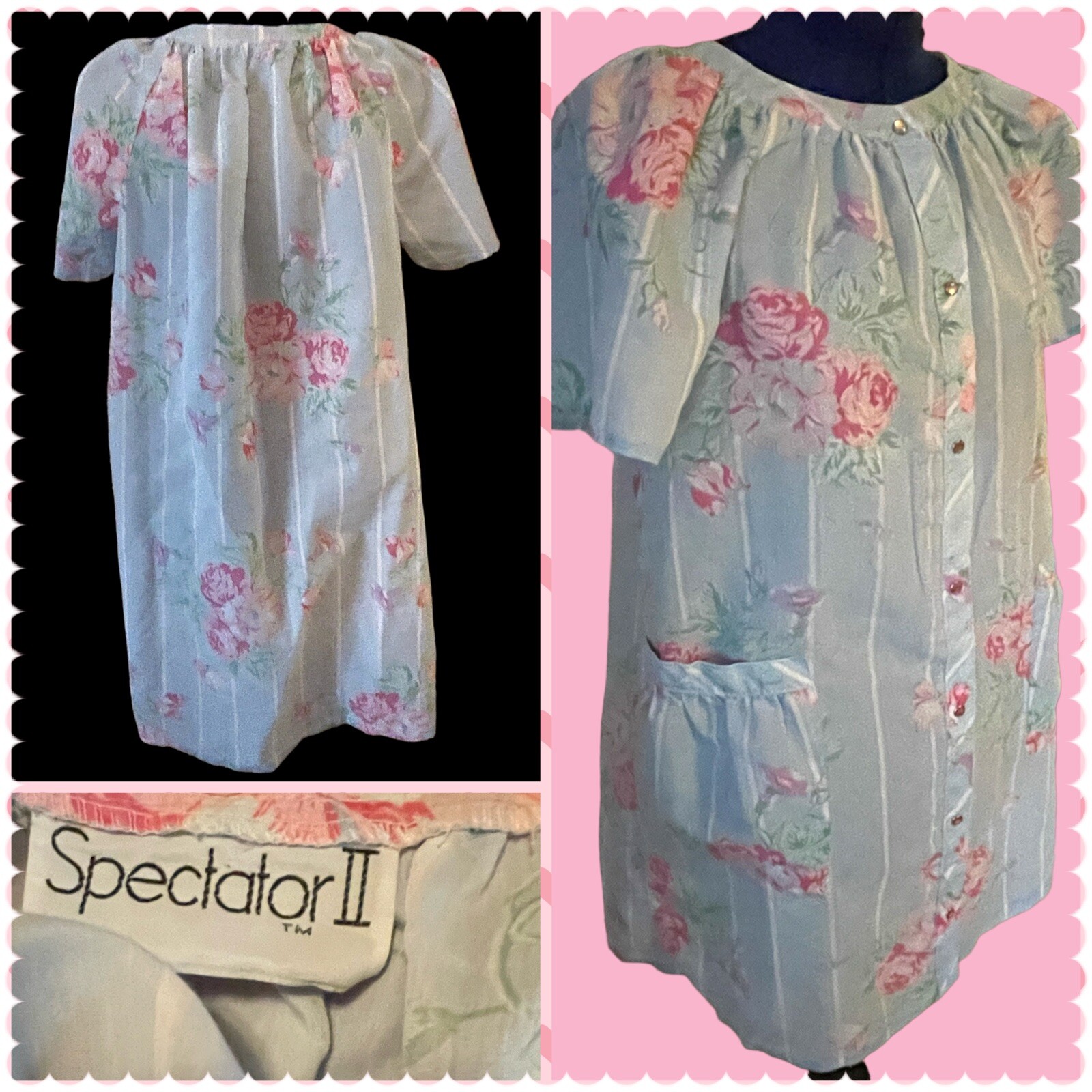 1980s Vintage Blue Pink house dress muumuu Rockabilly… Gem