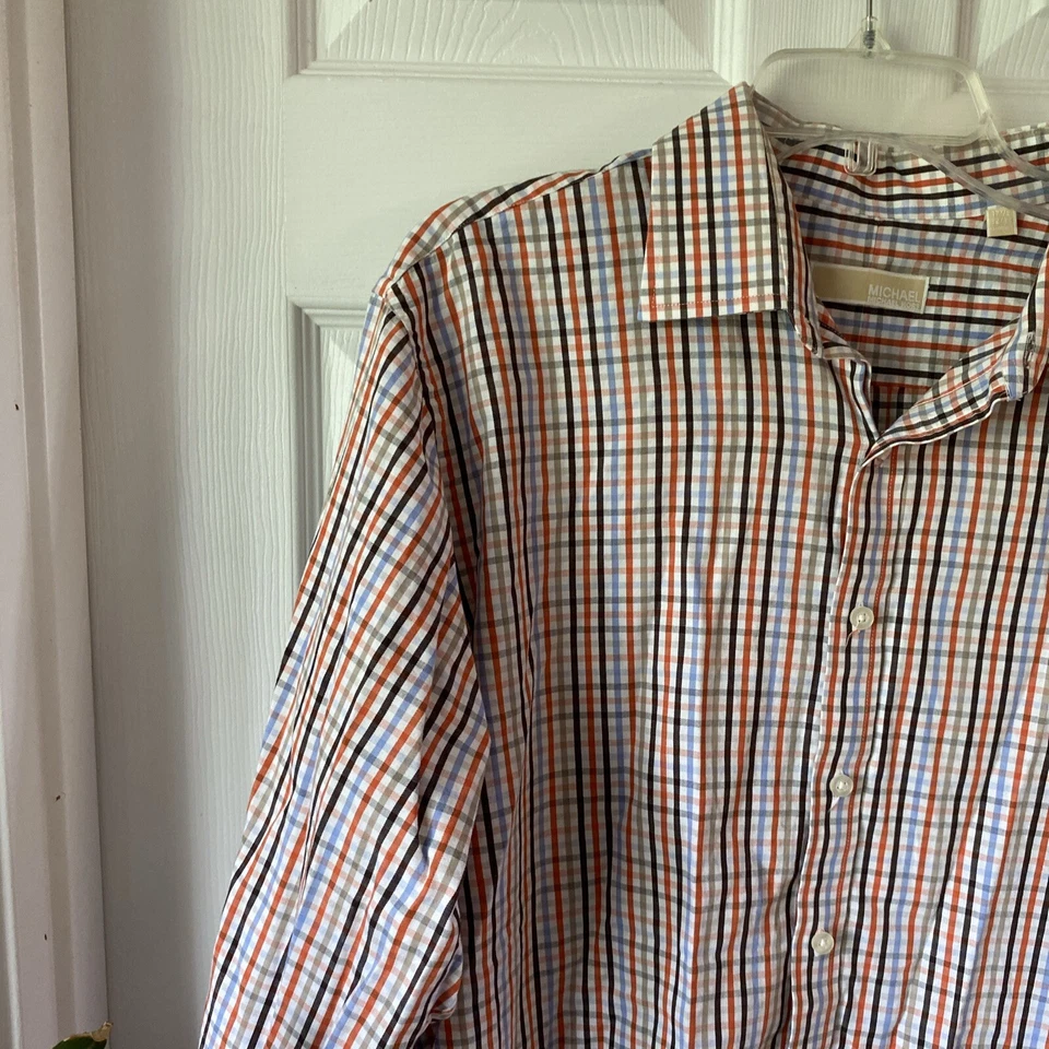 Camisa Michael Kors Hombre Talla 17 1/2 32/33 Manga Larga Abotonada Cuadros  Foto 4 de 4