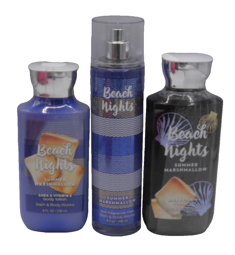 Bath & Body Works Beach Nights 3-Piece Body Mist Gel Lotion Set Sealed