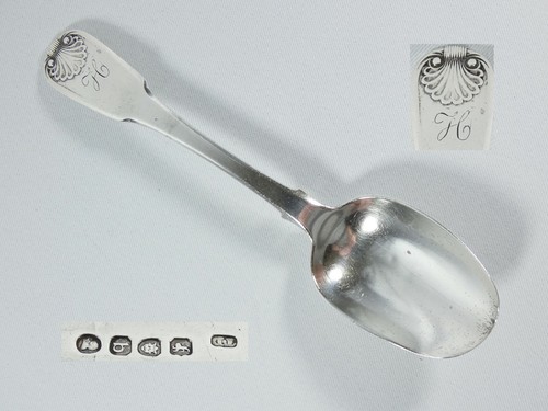 Antique Georgian 1817 Sterling Silver Dessert Spoon Fiddle & Shell Thomas Dicks - Picture 8 of 8