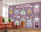 3D Bubble Tea D72 Fruit Pearl Tea Milk Tea Shop Wallpaper Mural Self-adhesive
