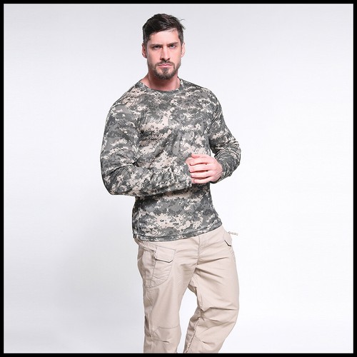 T-shirt uomo combattimento tattico esercito manica lunga camuffamento camicie escursionistiche outdoor - Foto 26 di 40