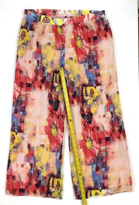 Abstract Print Pants Womens XL Wide Leg Pleaded Fabric By Skyes